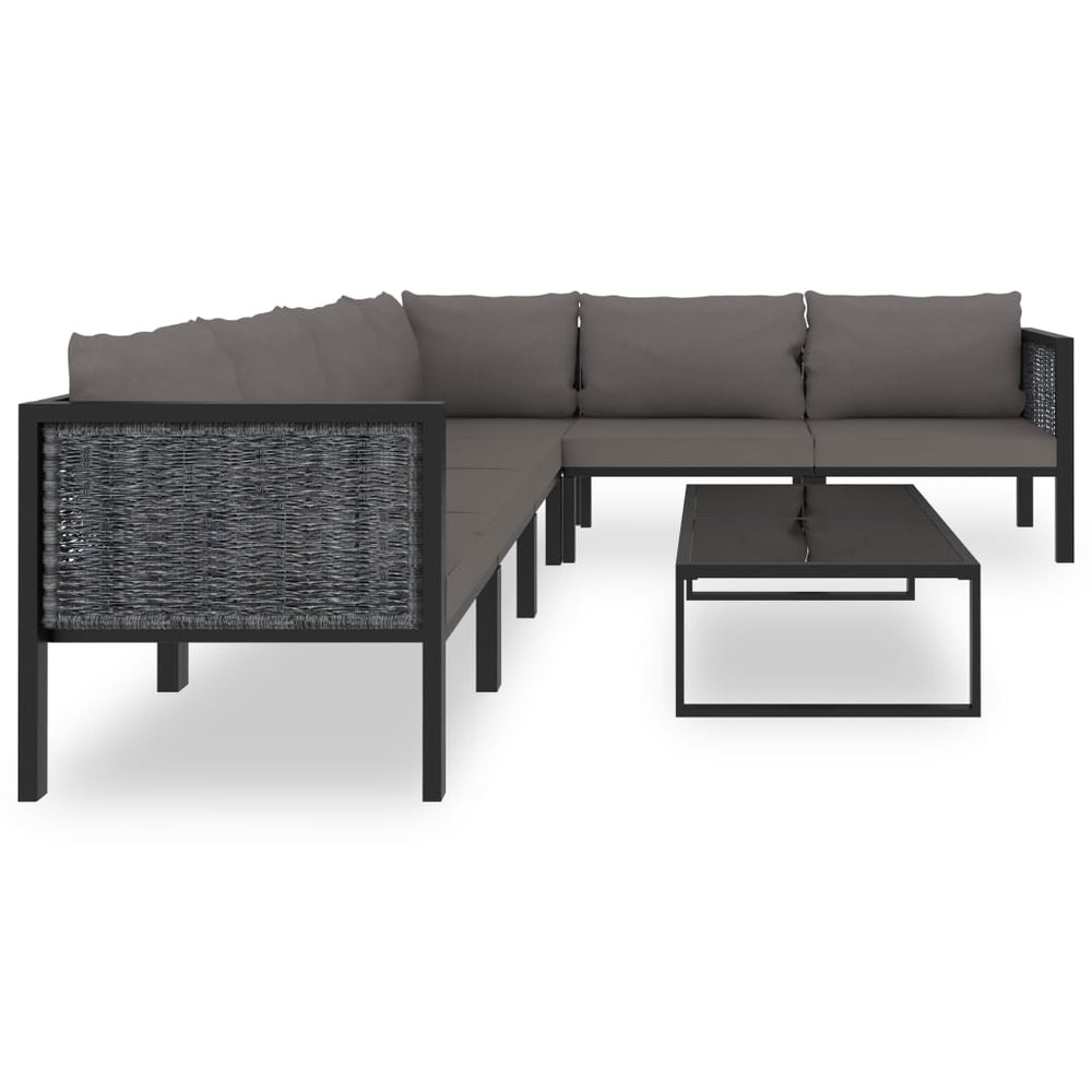 Set Mobilier De Grădină Cu Perne, 7 Piese, Antracit, Poliratan