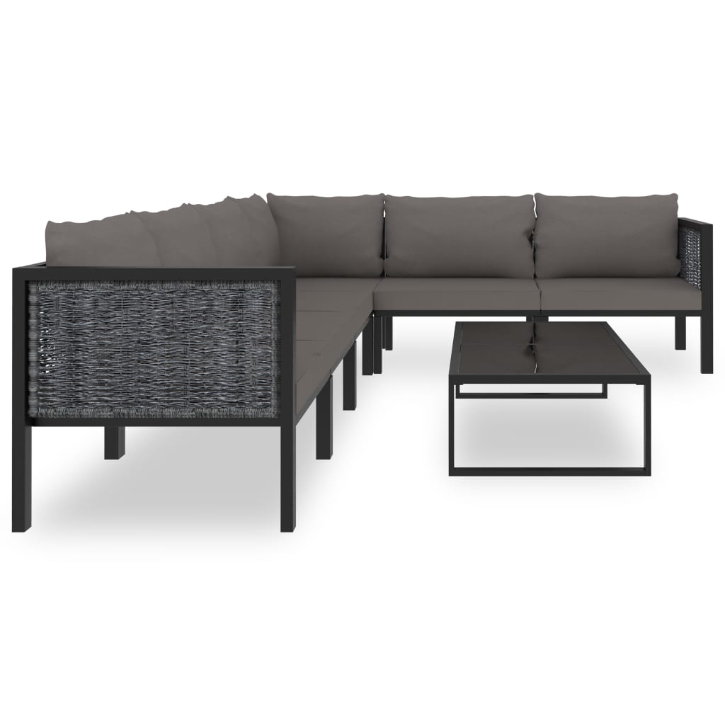 Set Mobilier De Grădină Cu Perne, 7 Piese, Antracit, Poliratan