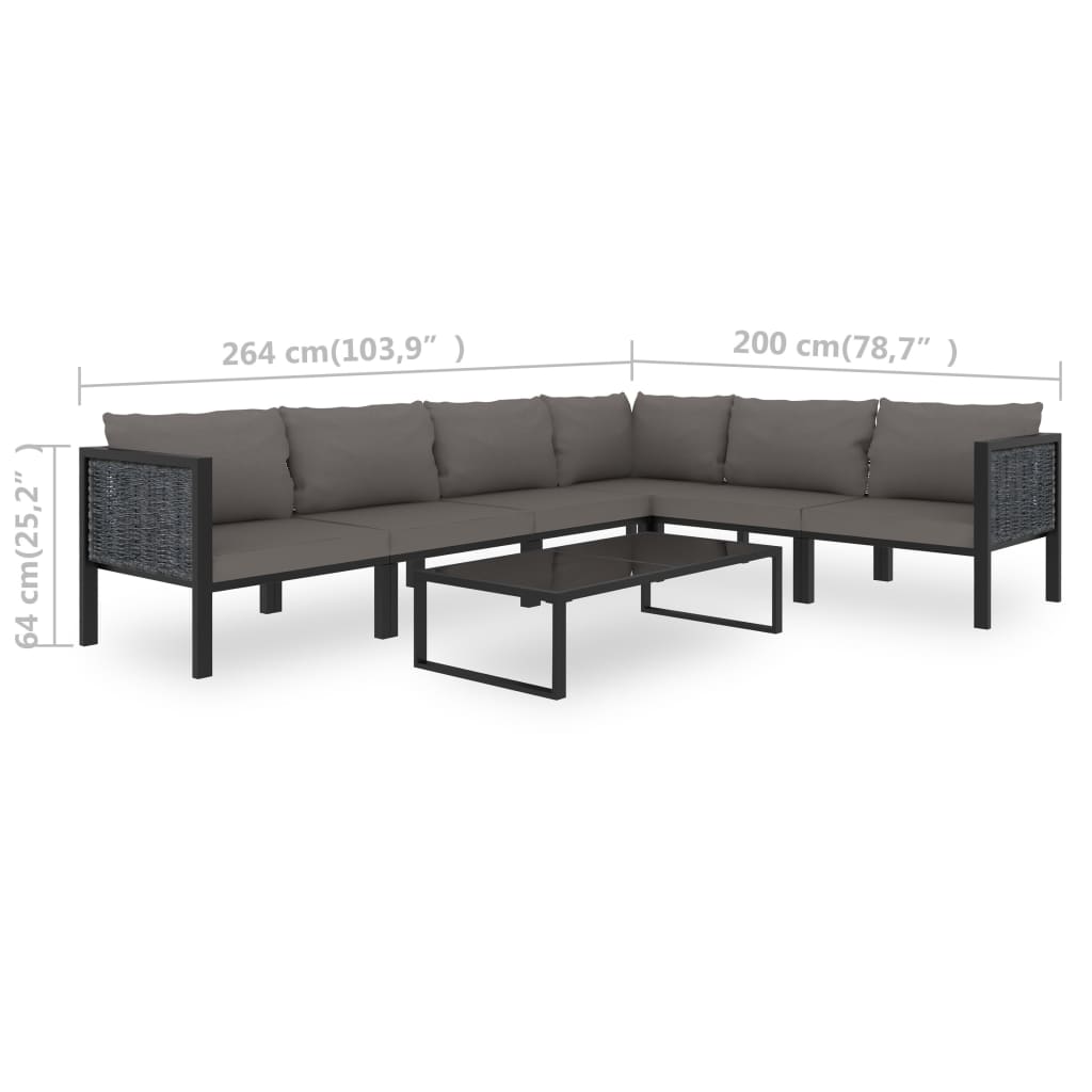 Set Mobilier De Grădină Cu Perne, 7 Piese, Antracit, Poliratan