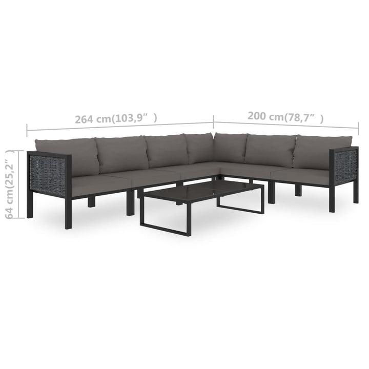 Set Mobilier De Grădină Cu Perne, 7 Piese, Antracit, Poliratan