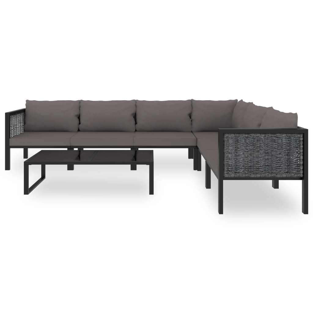 Set Mobilier De Grădină Cu Perne, 7 Piese, Antracit, Poliratan