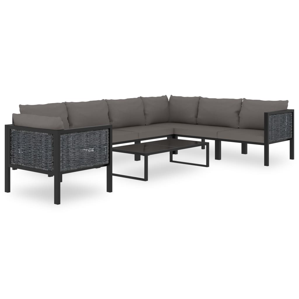 Set Mobilier De Grădină Cu Perne, 8 Piese, Antracit, Poliratan