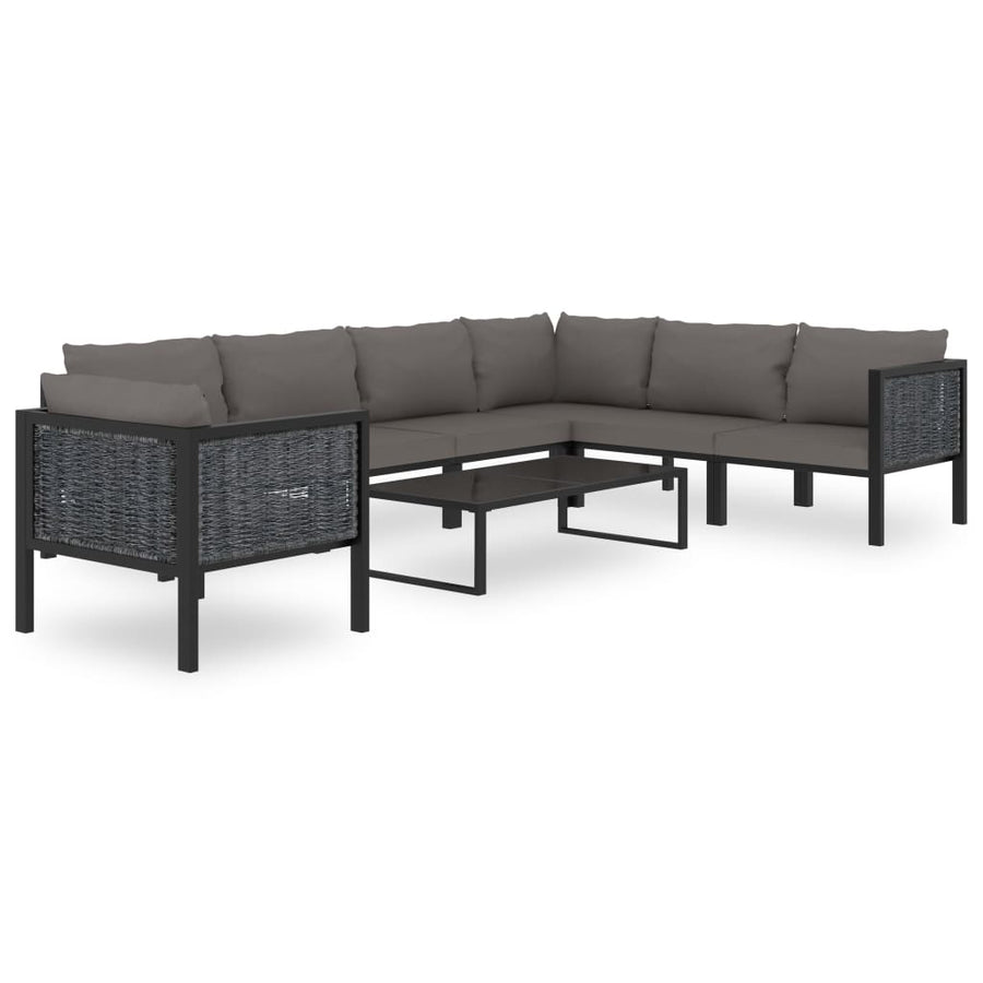 Set Mobilier De Grădină Cu Perne, 8 Piese, Antracit, Poliratan