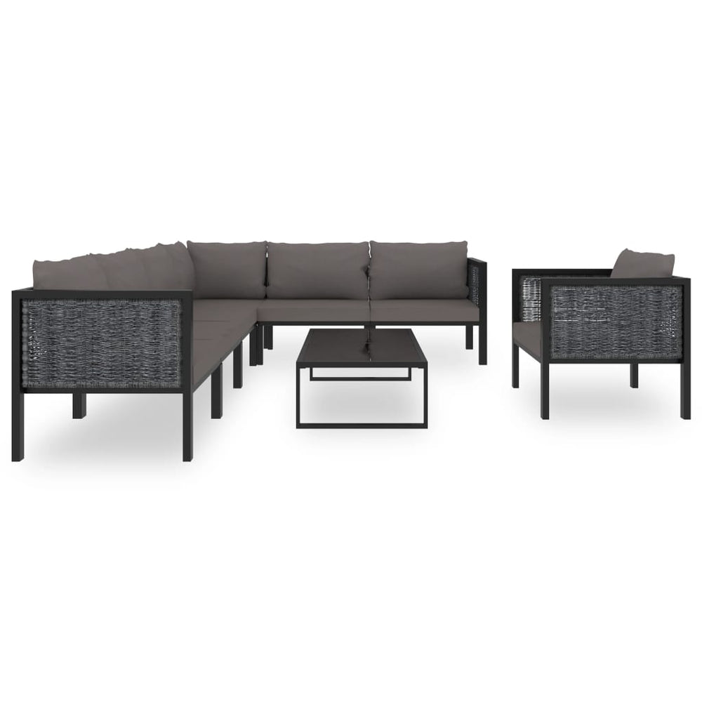 Set Mobilier De Grădină Cu Perne, 8 Piese, Antracit, Poliratan