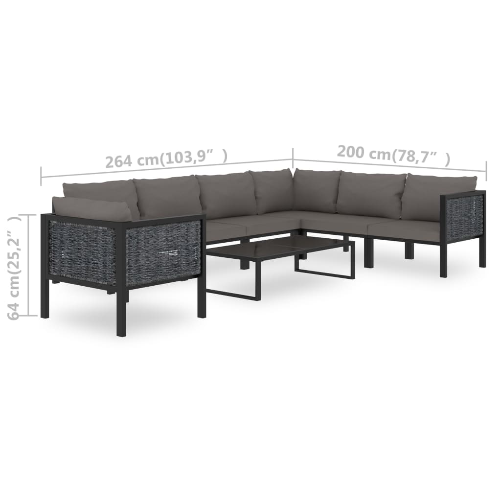 Set Mobilier De Grădină Cu Perne, 8 Piese, Antracit, Poliratan