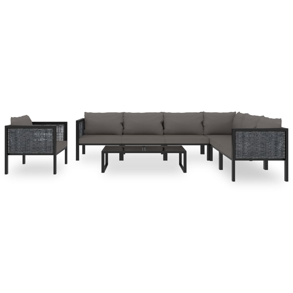 Set Mobilier De Grădină Cu Perne, 8 Piese, Antracit, Poliratan