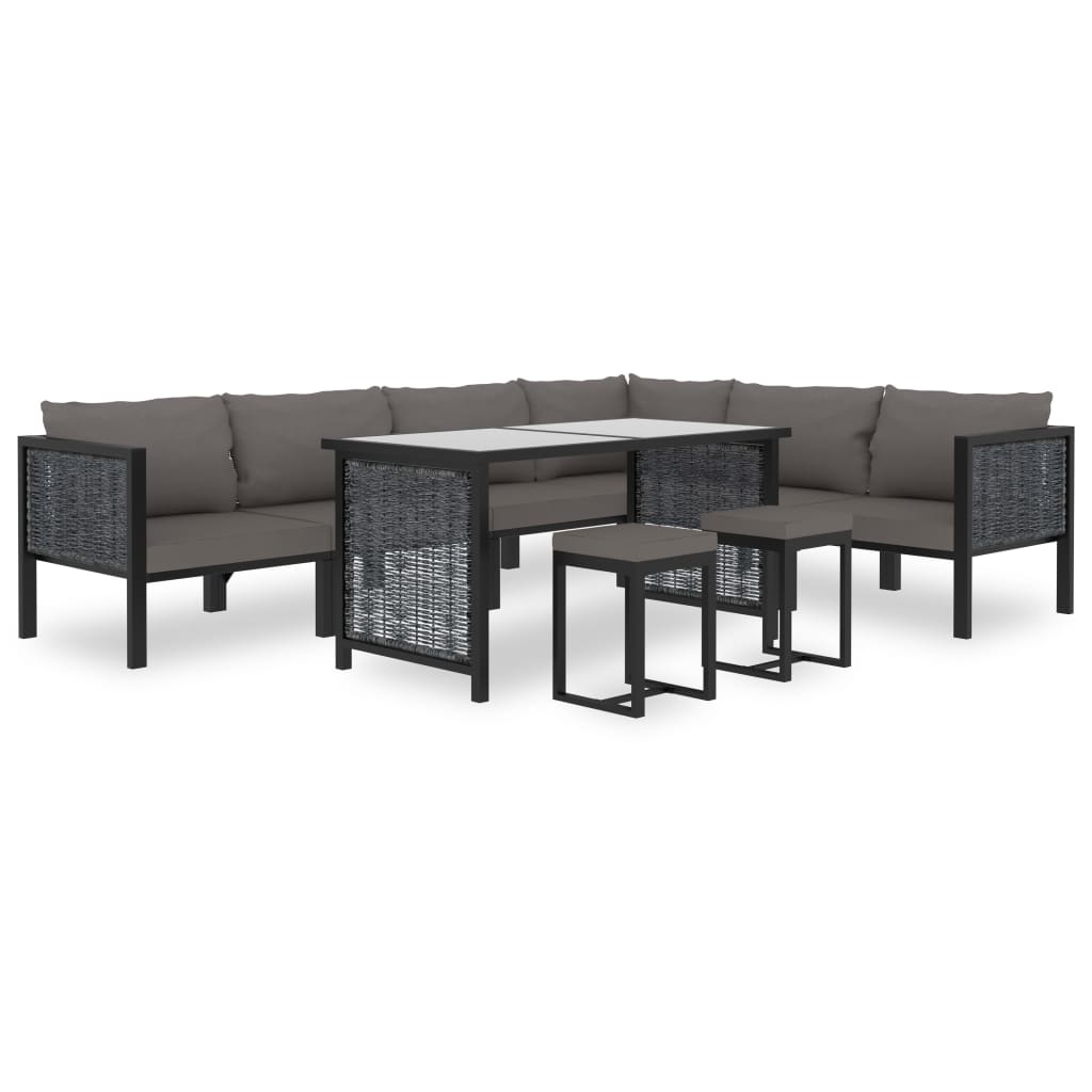 Set Mobilier De Grădină Cu Perne, 9 Piese, Antracit, Poliratan