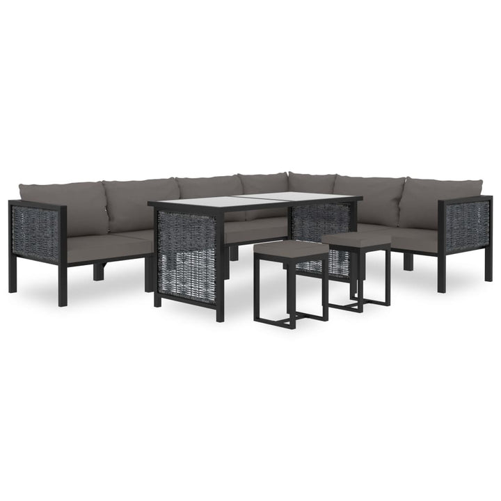 Set Mobilier De Grădină Cu Perne, 9 Piese, Antracit, Poliratan
