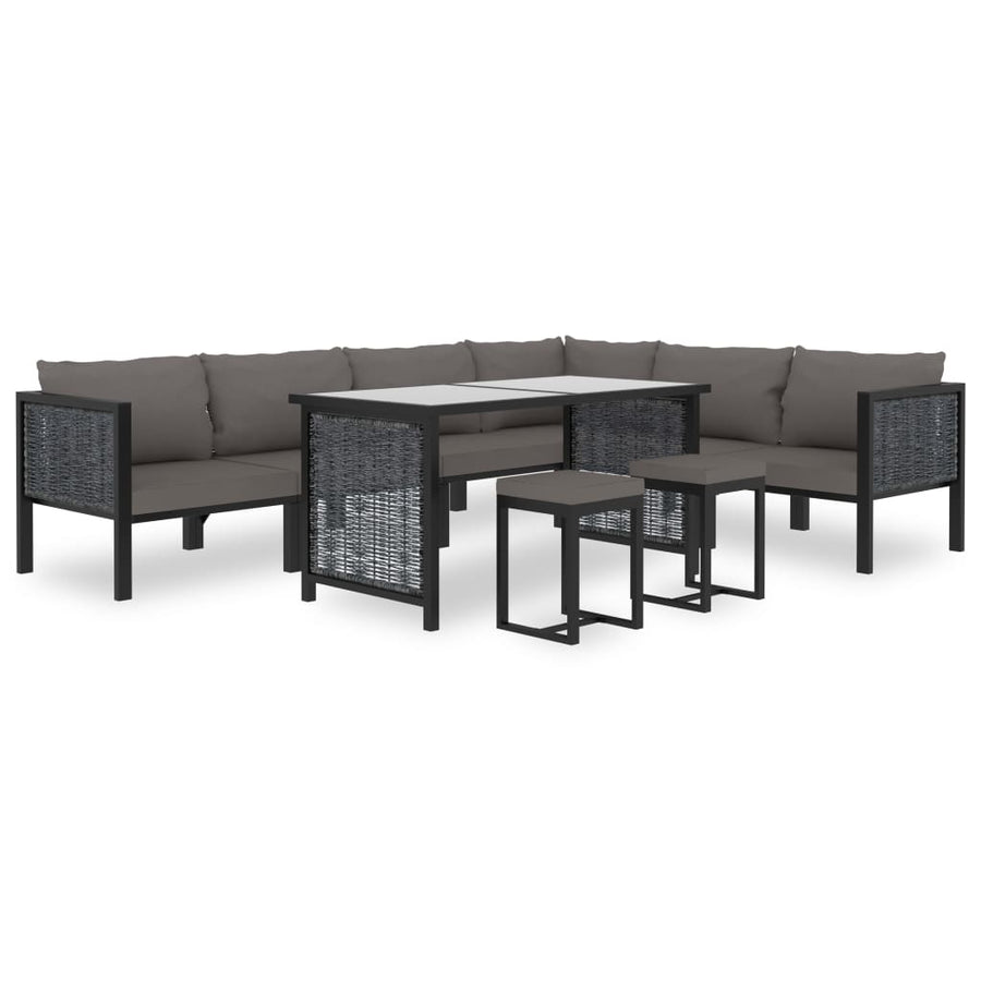 Set Mobilier De Grădină Cu Perne, 9 Piese, Antracit, Poliratan