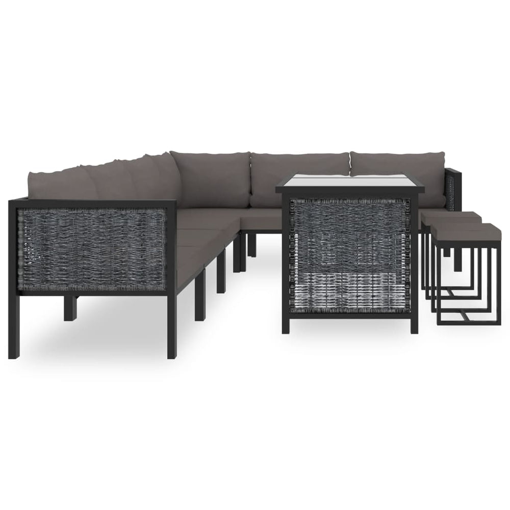 Set Mobilier De Grădină Cu Perne, 9 Piese, Antracit, Poliratan