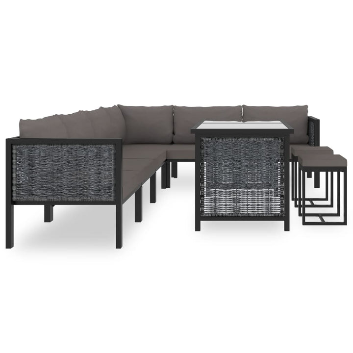Set Mobilier De Grădină Cu Perne, 9 Piese, Antracit, Poliratan