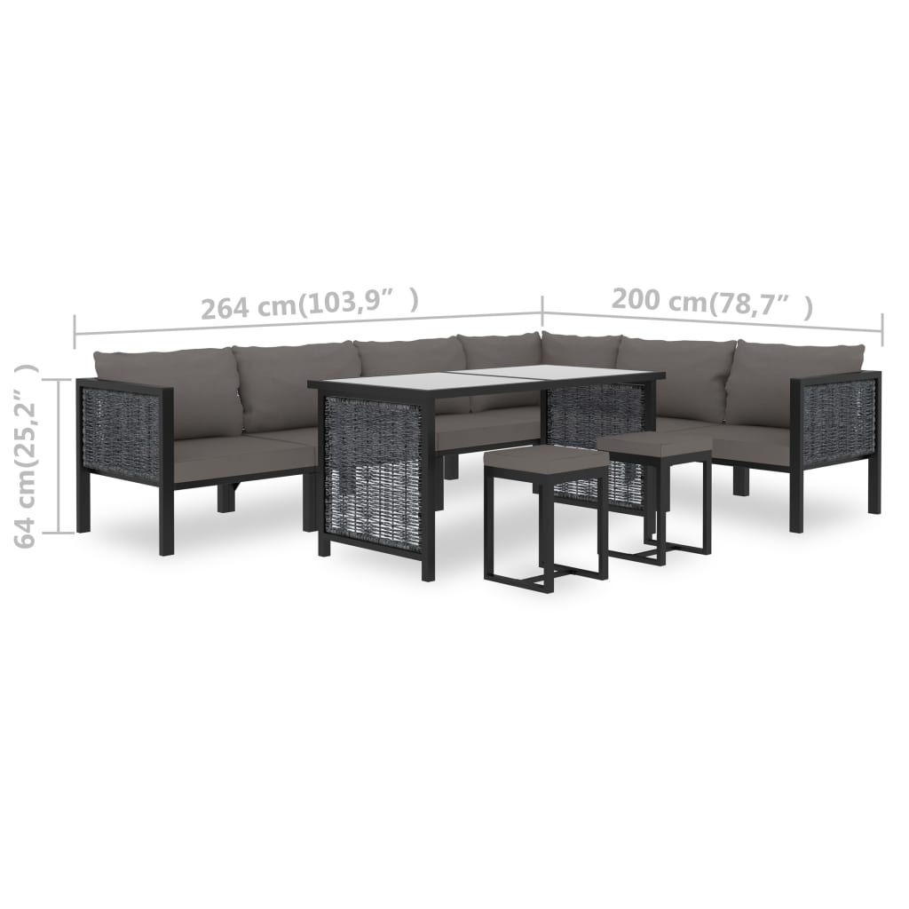 Set Mobilier De Grădină Cu Perne, 9 Piese, Antracit, Poliratan