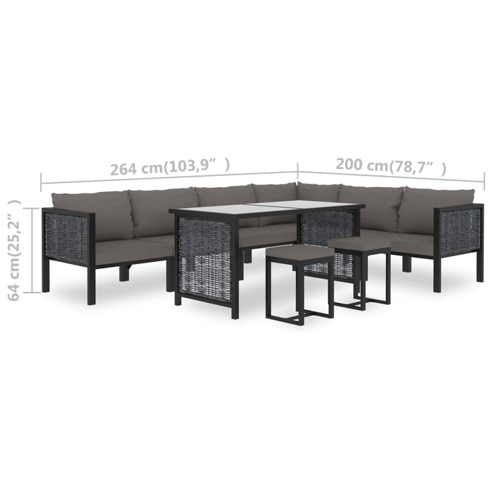 Set Mobilier De Grădină Cu Perne, 9 Piese, Antracit, Poliratan