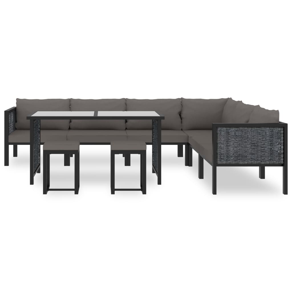 Set Mobilier De Grădină Cu Perne, 9 Piese, Antracit, Poliratan