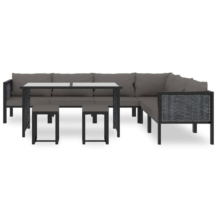 Set Mobilier De Grădină Cu Perne, 9 Piese, Antracit, Poliratan