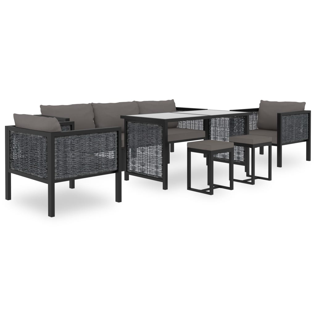 Set Mobilier De Grădină Cu Perne, 8 Piese, Antracit, Poliratan