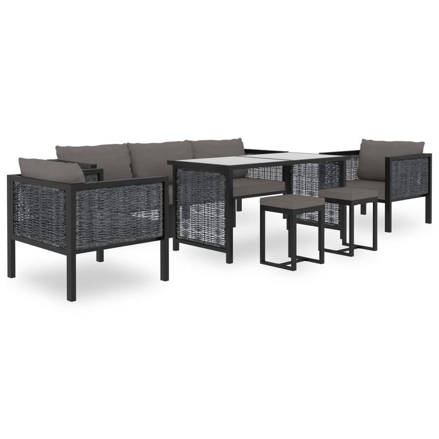 Set Mobilier De Grădină Cu Perne, 8 Piese, Antracit, Poliratan