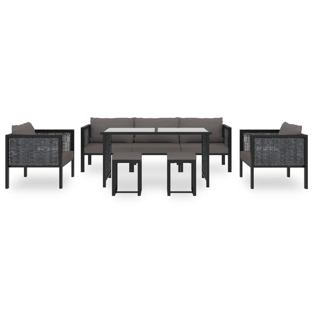 Set Mobilier De Grădină Cu Perne, 8 Piese, Antracit, Poliratan