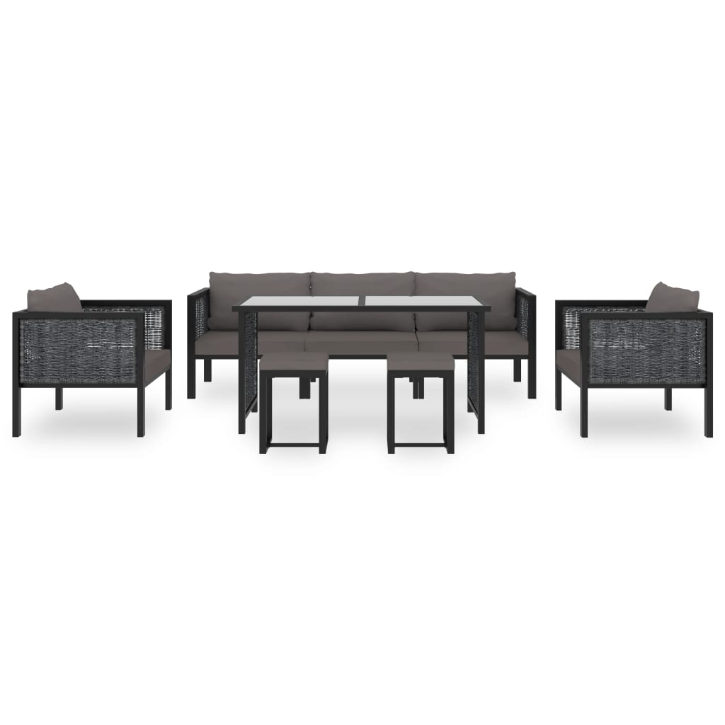 Set Mobilier De Grădină Cu Perne, 8 Piese, Antracit, Poliratan