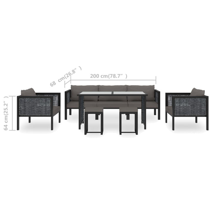 Set Mobilier De Grădină Cu Perne, 8 Piese, Antracit, Poliratan