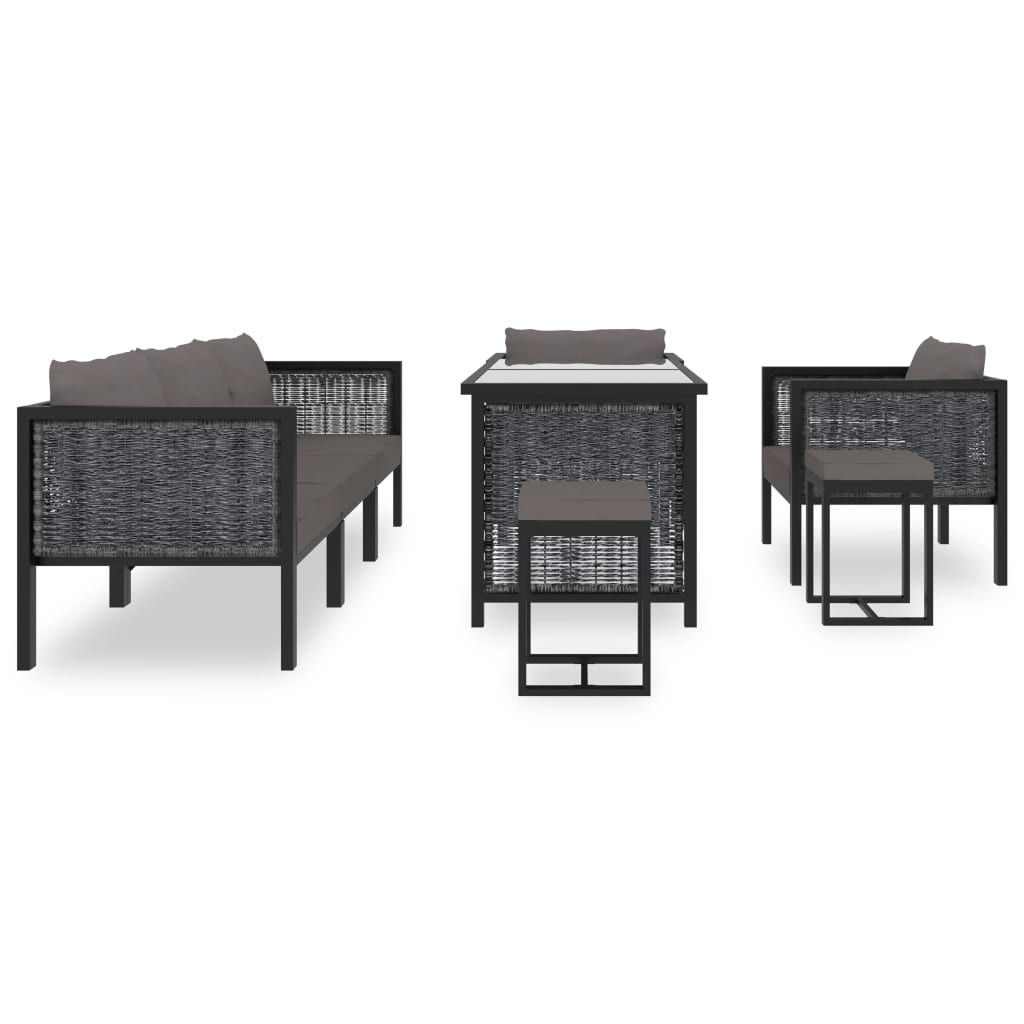 Set Mobilier De Grădină Cu Perne, 8 Piese, Antracit, Poliratan