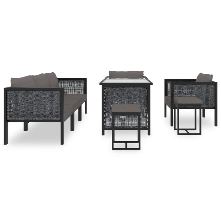 Set Mobilier De Grădină Cu Perne, 8 Piese, Antracit, Poliratan