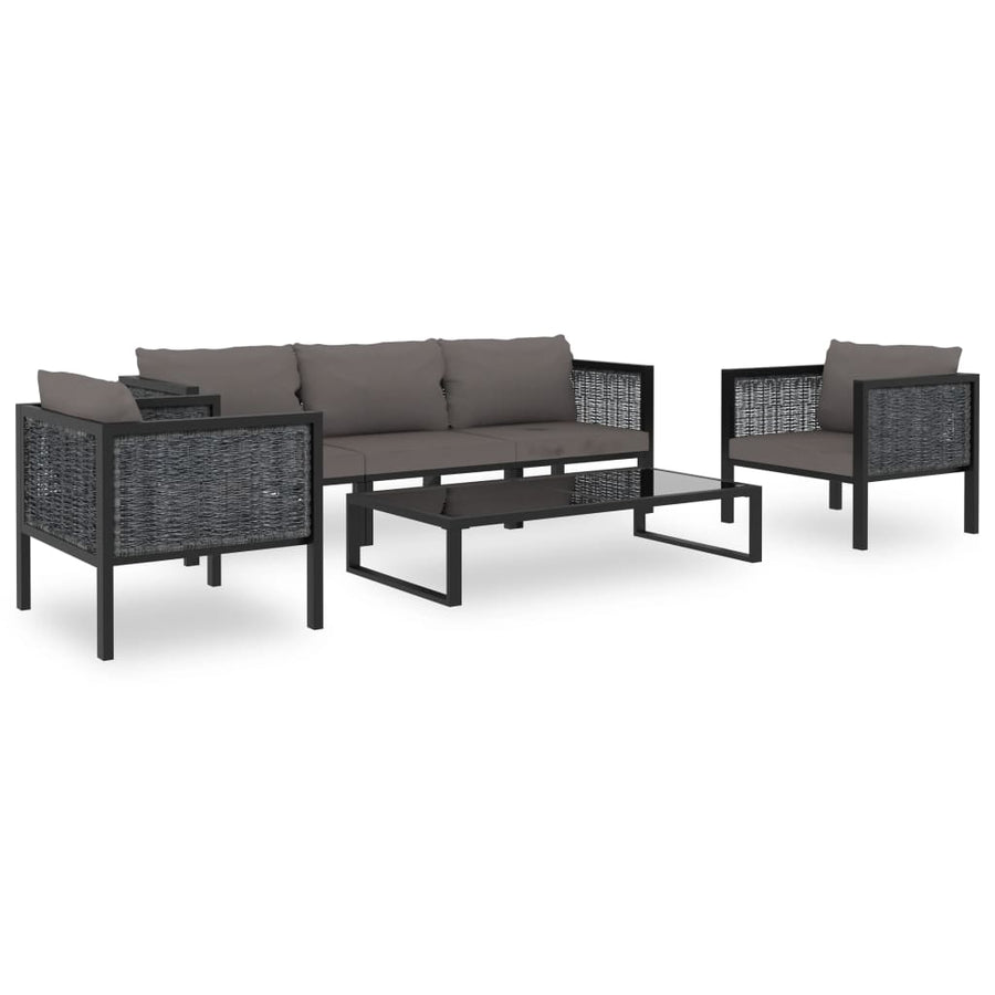Set Mobilier De Grădină Cu Perne, 6 Piese, Antracit, Poliratan