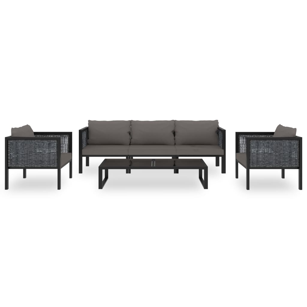 Set Mobilier De Grădină Cu Perne, 6 Piese, Antracit, Poliratan