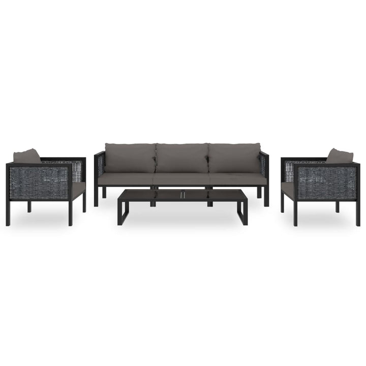 Set Mobilier De Grădină Cu Perne, 6 Piese, Antracit, Poliratan