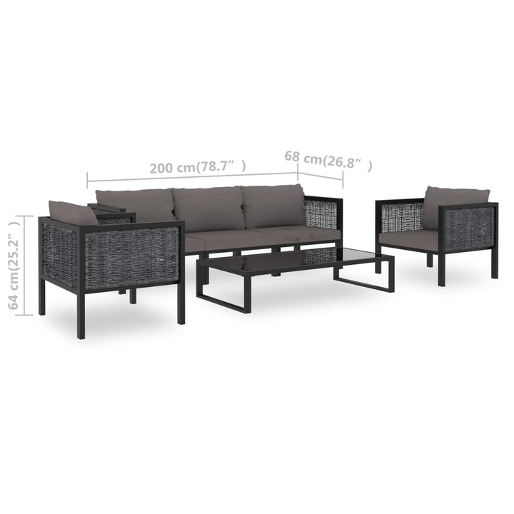 Set Mobilier De Grădină Cu Perne, 6 Piese, Antracit, Poliratan