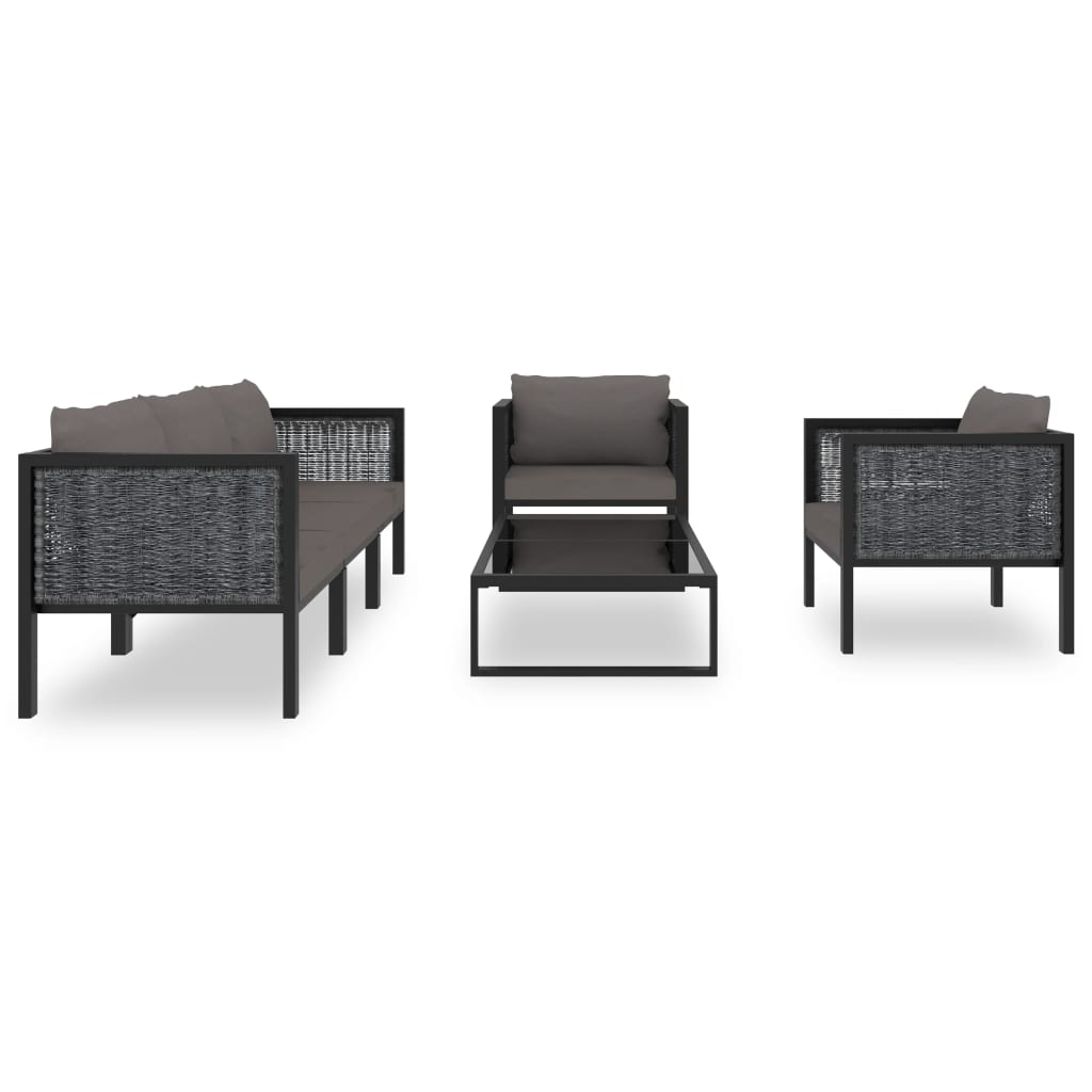 Set Mobilier De Grădină Cu Perne, 6 Piese, Antracit, Poliratan
