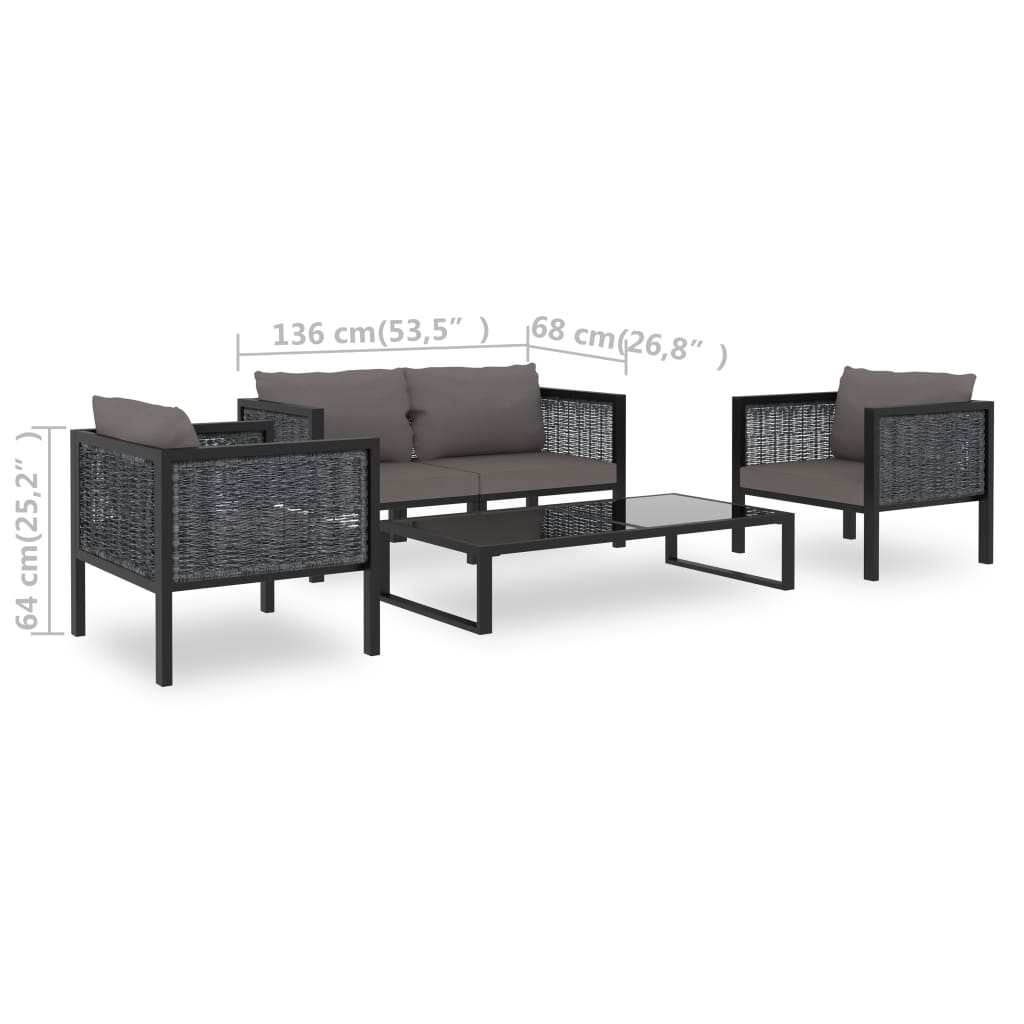 Set Mobilier De Grădină Cu Perne, 5 Piese, Antracit, Poliratan