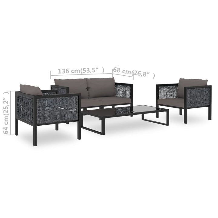 Set Mobilier De Grădină Cu Perne, 5 Piese, Antracit, Poliratan