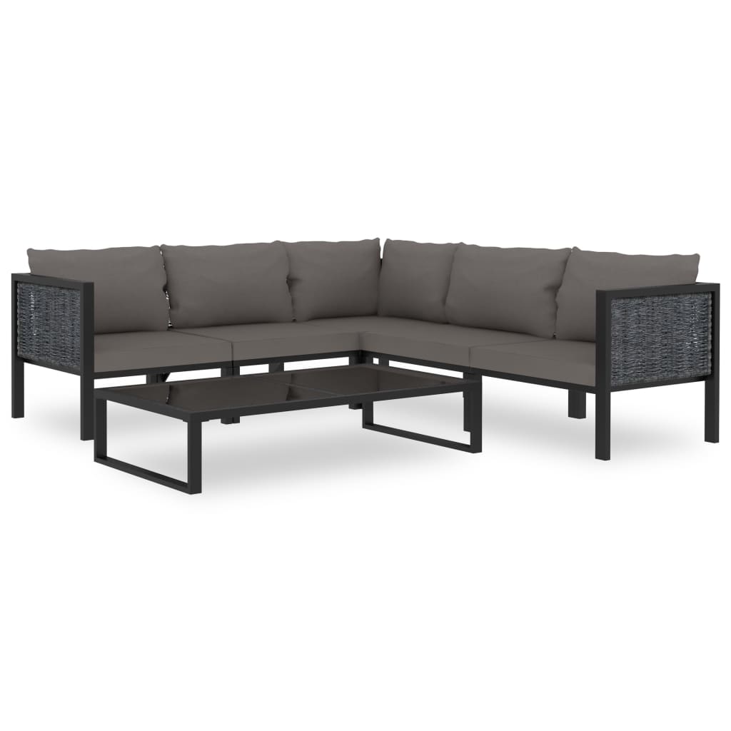 Set Mobilier De Grădină Cu Perne, 6 Piese, Antracit, Poliratan