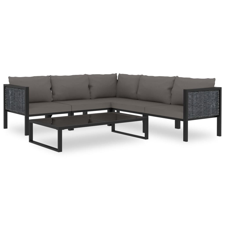 Set Mobilier De Grădină Cu Perne, 6 Piese, Antracit, Poliratan