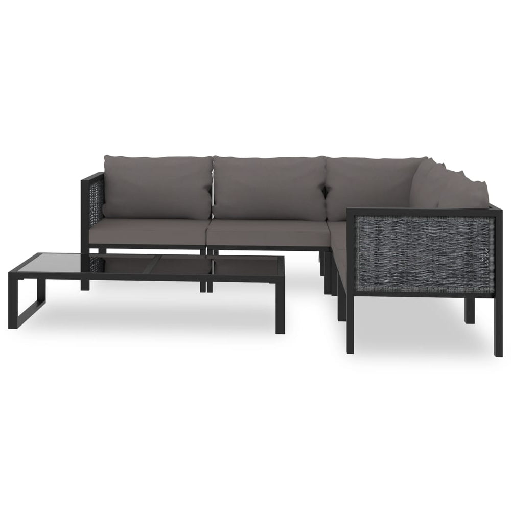 Set Mobilier De Grădină Cu Perne, 6 Piese, Antracit, Poliratan