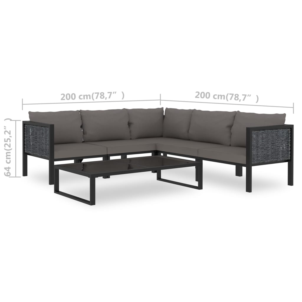 Set Mobilier De Grădină Cu Perne, 6 Piese, Antracit, Poliratan
