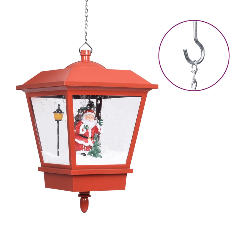 Felinar Suspendat Cu Led Și Moș Crăciun, Roșu, 27X27X45 Cm