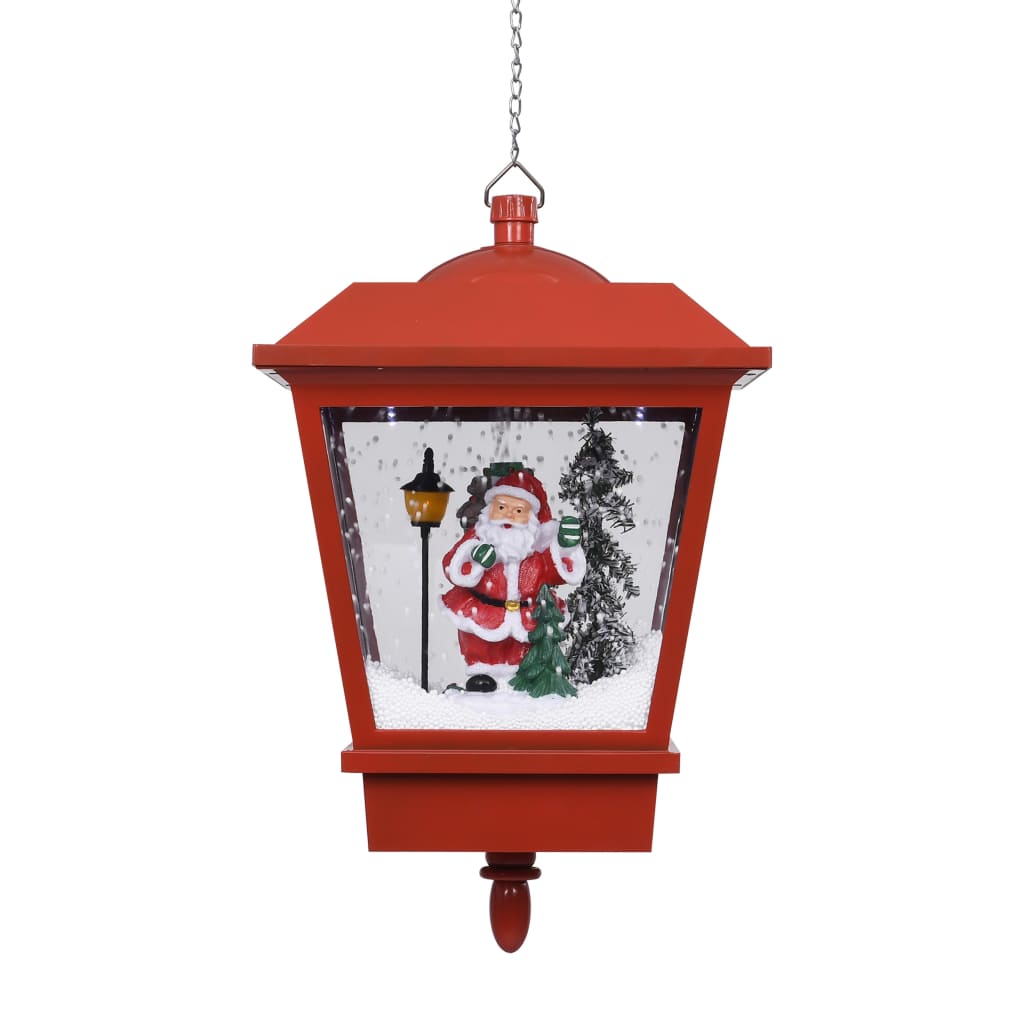 Felinar Suspendat Cu Led Și Moș Crăciun, Roșu, 27X27X45 Cm