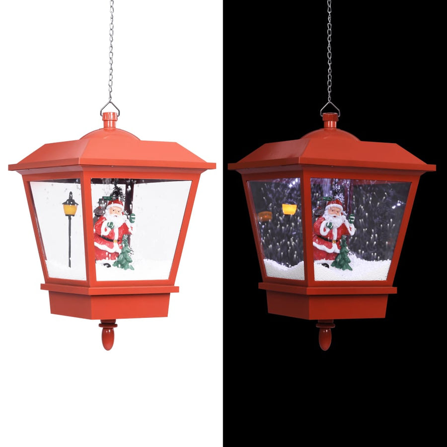 Felinar Suspendat Cu Led Și Moș Crăciun, Roșu, 27X27X45 Cm