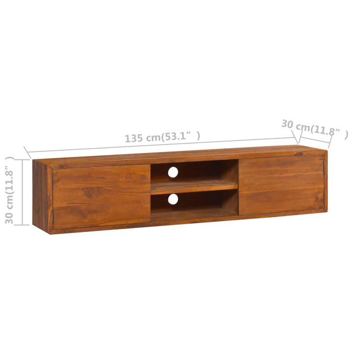 Dulap Tv Montat Pe Perete, 135 X 30 X , Lemn Masiv De Tec