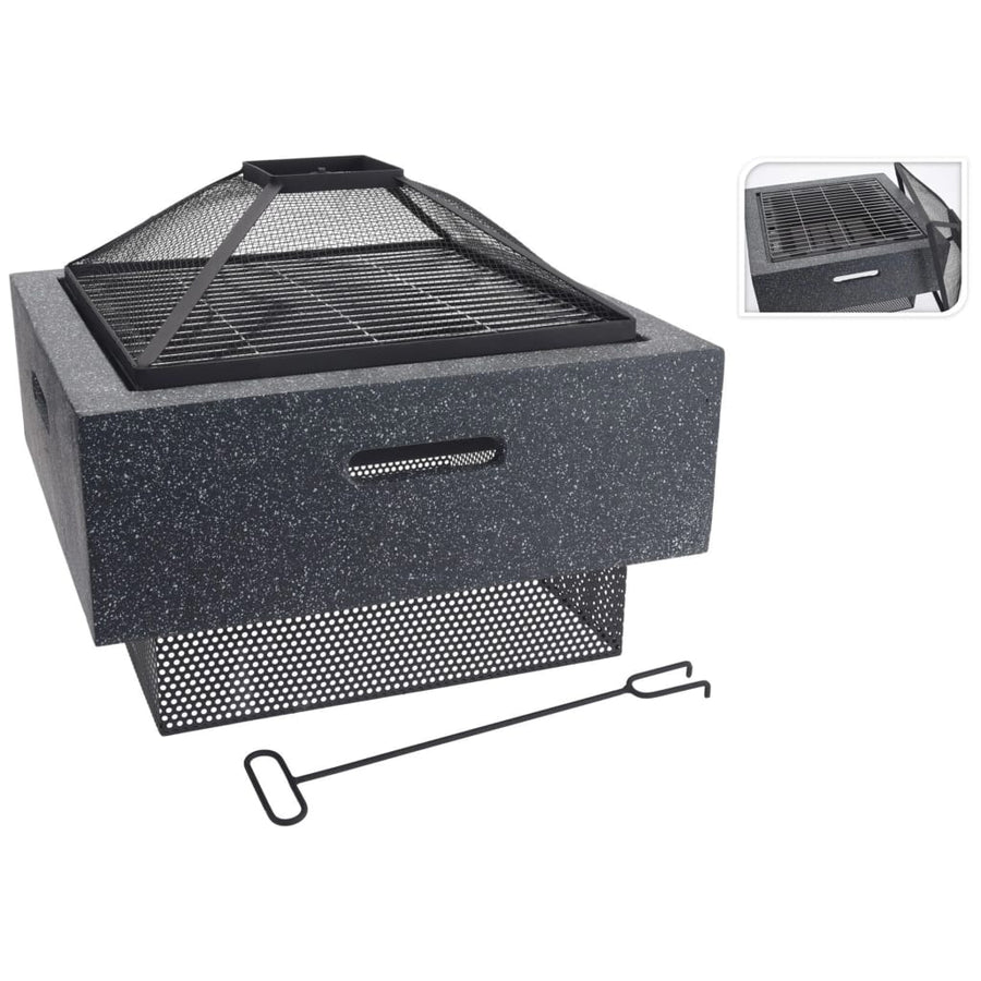Progarden Vatră Foc Suport Grătar Pătrat, Gri Închis, 52,5X52,5X18,5Cm