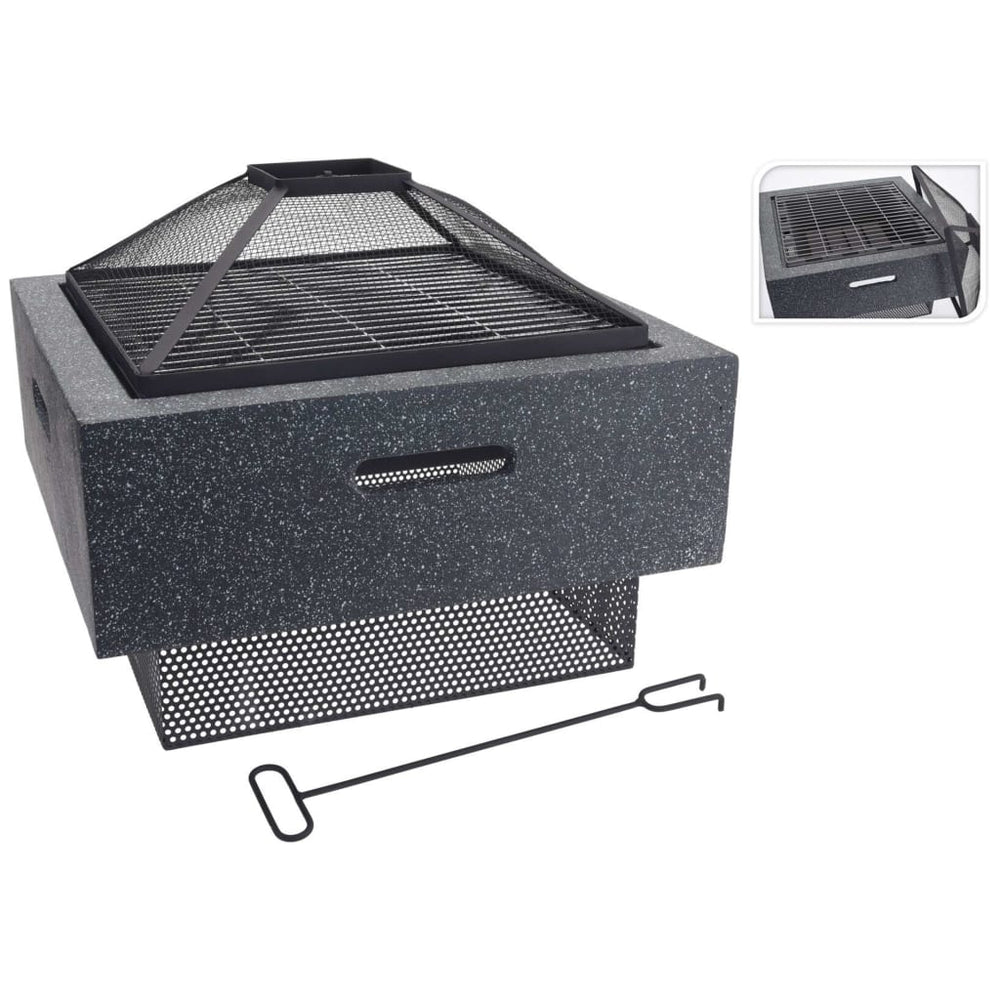 Progarden Vatră Foc Suport Grătar Pătrat, Gri Închis, 52,5X52,5X18,5Cm