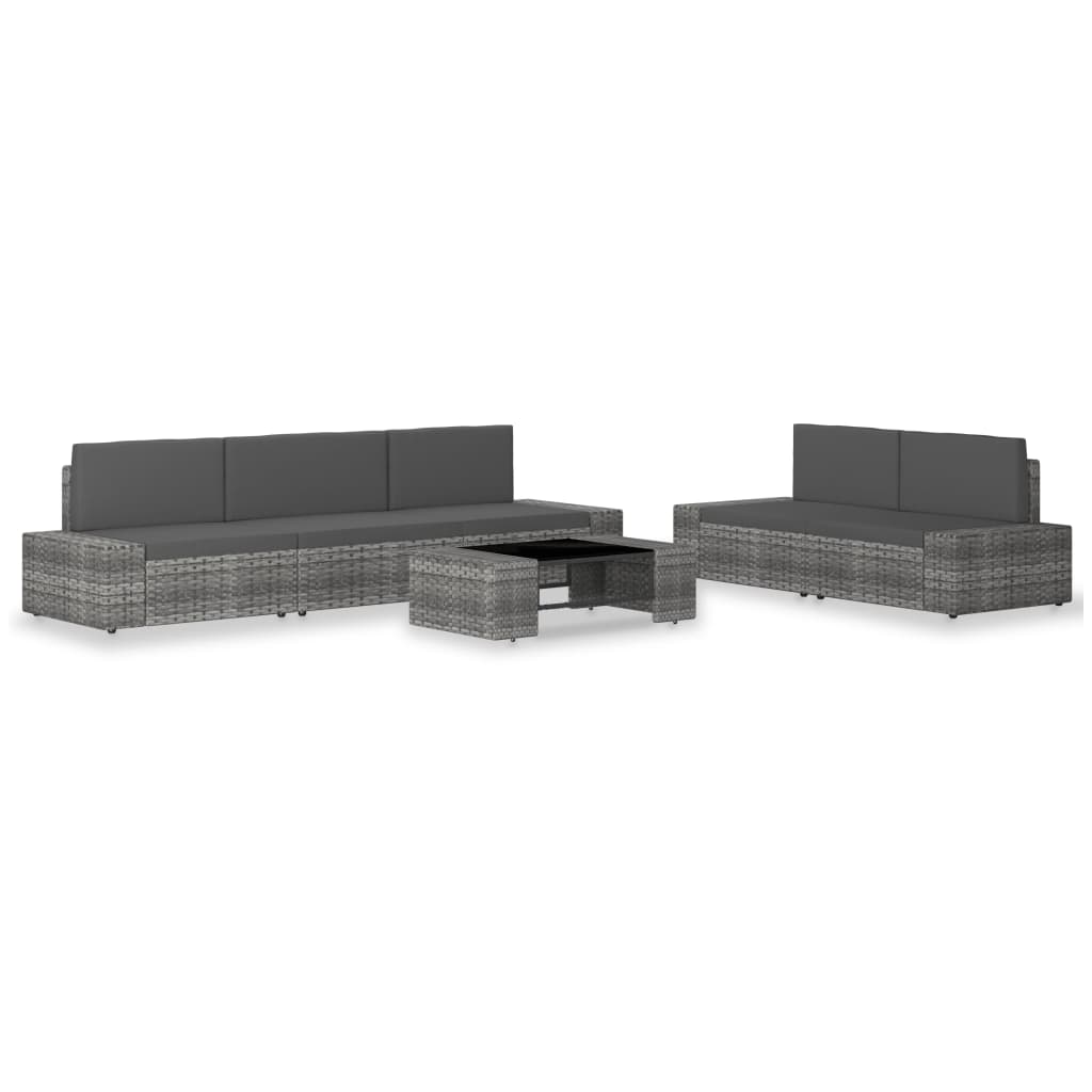 Set Mobilier De Grădină, 6 Piese, , Poliratan