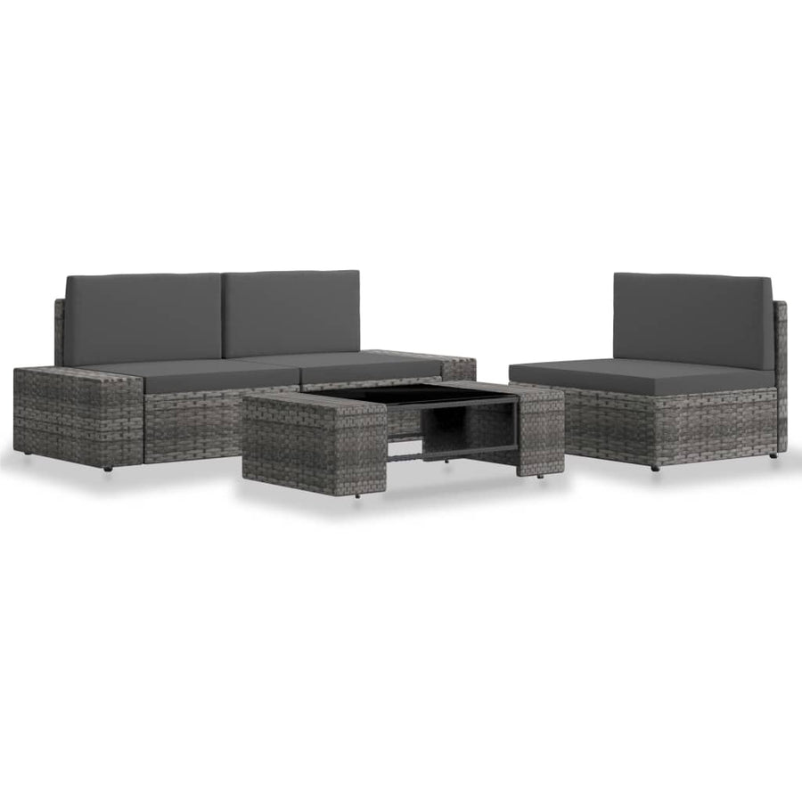 Set Mobilier De Grădină, 4 Piese, , Poliratan