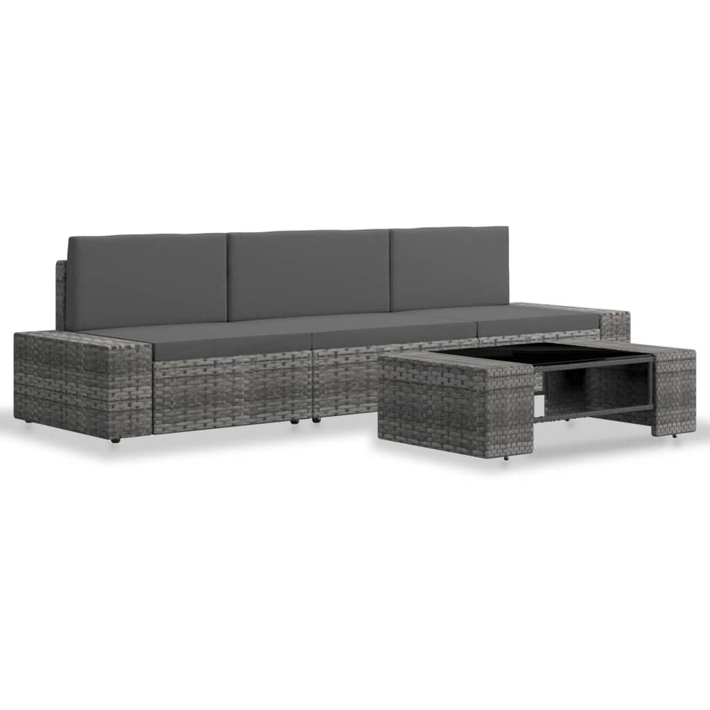 Set Mobilier De Grădină, 4 Piese, , Poliratan