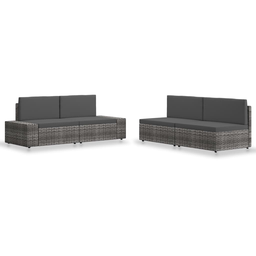 Set Mobilier De Grădină, 4 Piese, , Poliratan