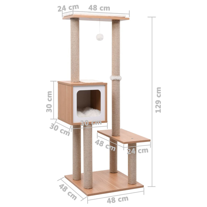 Ansamblu Pentru Pisici, Covoraș De Zgâriere Din Sisal, 129 Cm