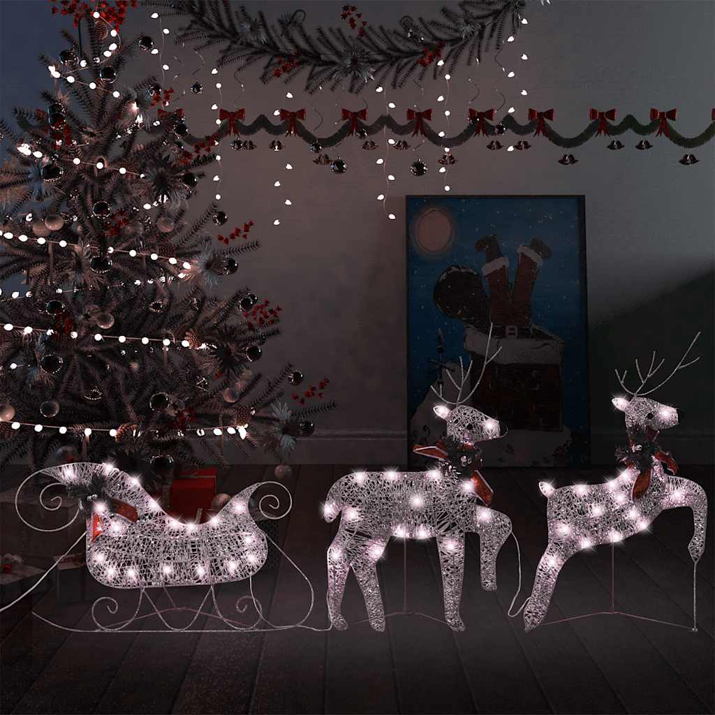 Decor De Crăciun Cu Reni Și Sanie, 60 Led-Uri Exterior