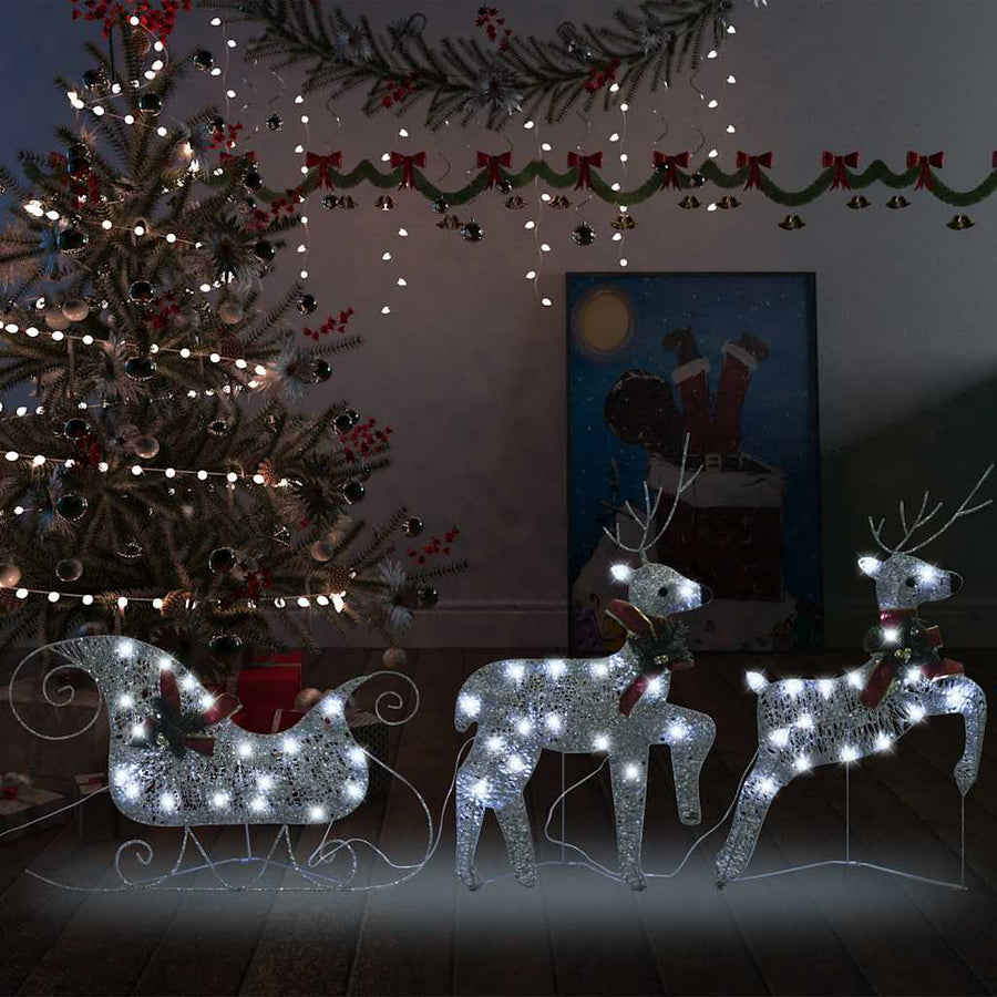 Decor De Crăciun Cu Reni Și Sanie, 60 Led-Uri Exterior